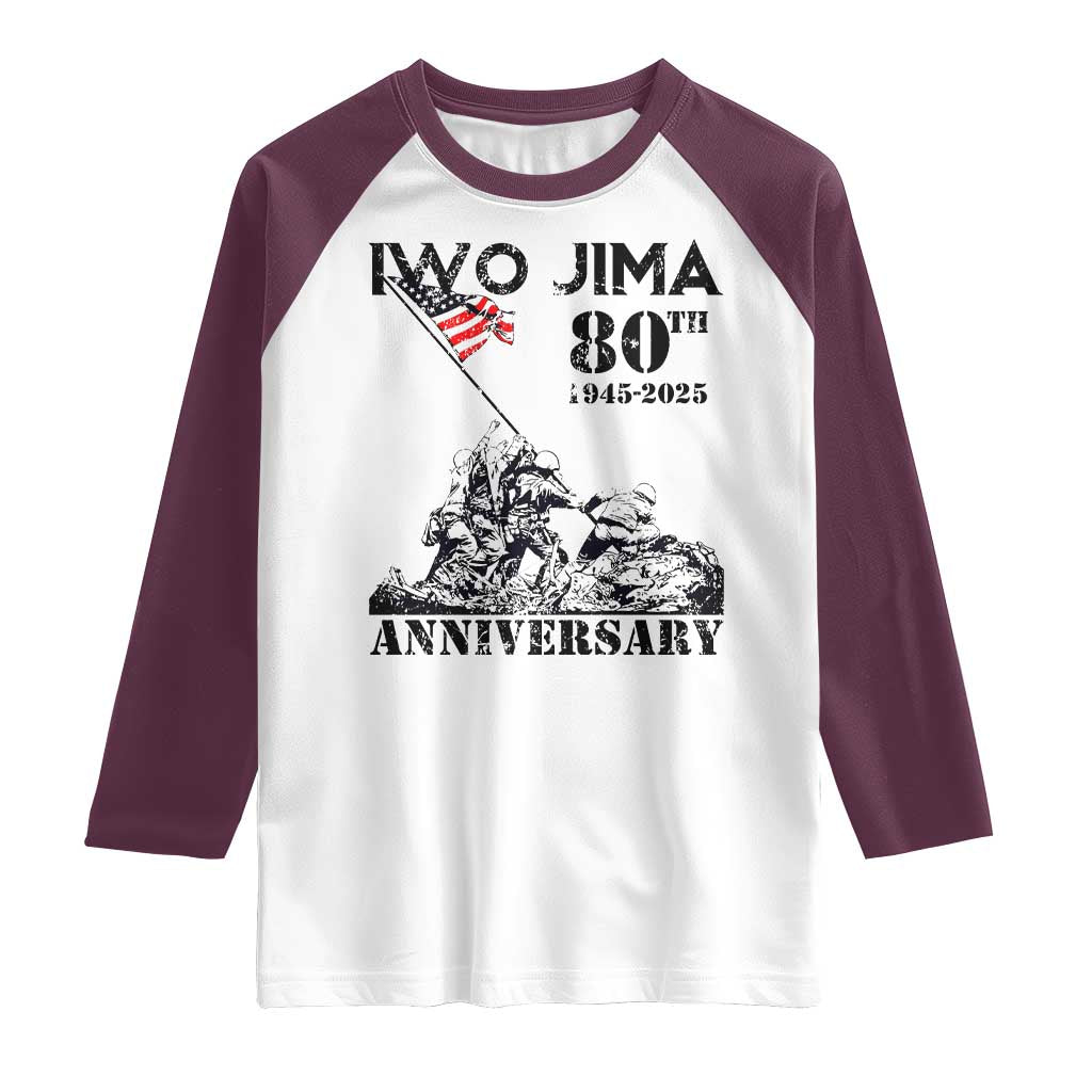 Iwo Jima WWII Veteran Raglan Shirt 80th Anniversary 4th of July US Flag