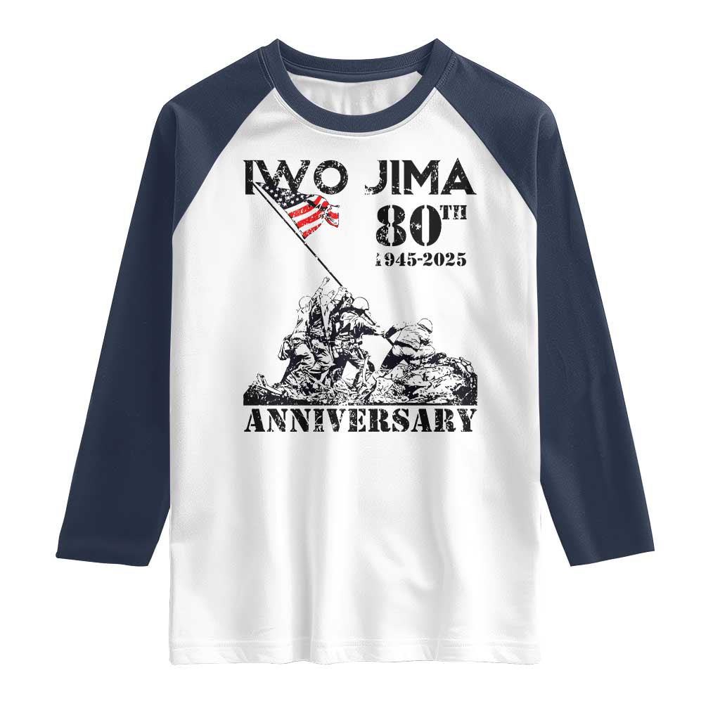 Iwo Jima WWII Veteran Raglan Shirt 80th Anniversary 4th of July US Flag