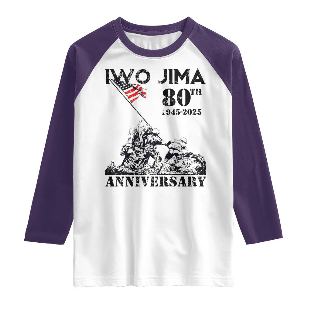 Iwo Jima WWII Veteran Raglan Shirt 80th Anniversary 4th of July US Flag