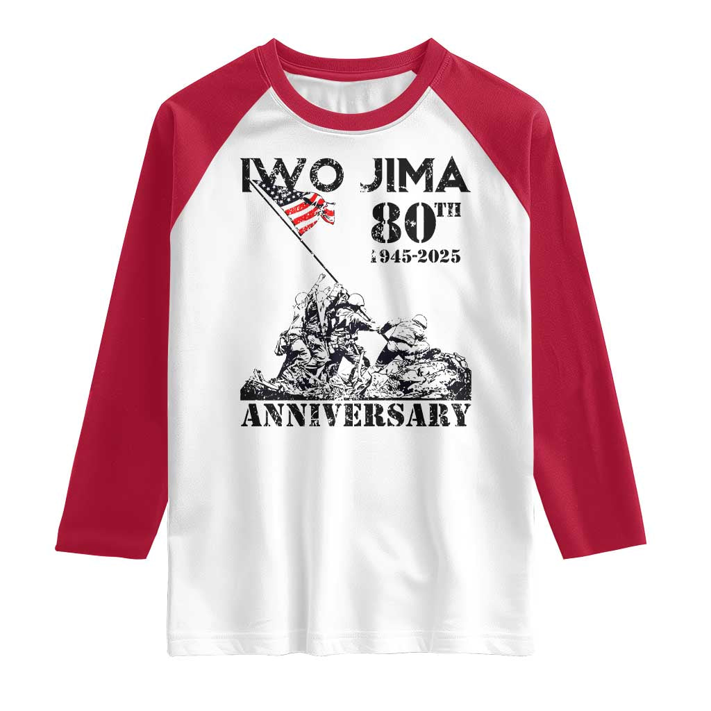 Iwo Jima WWII Veteran Raglan Shirt 80th Anniversary 4th of July US Flag