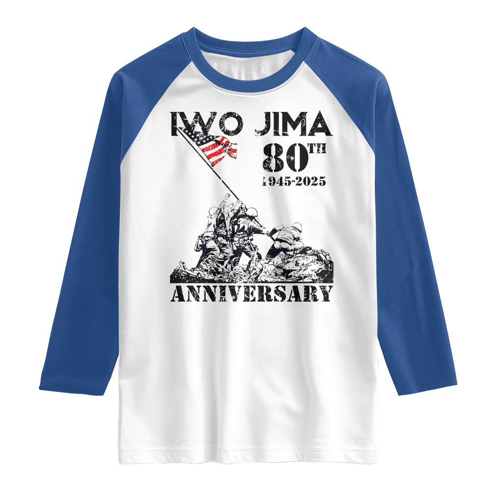 Iwo Jima WWII Veteran Raglan Shirt 80th Anniversary 4th of July US Flag