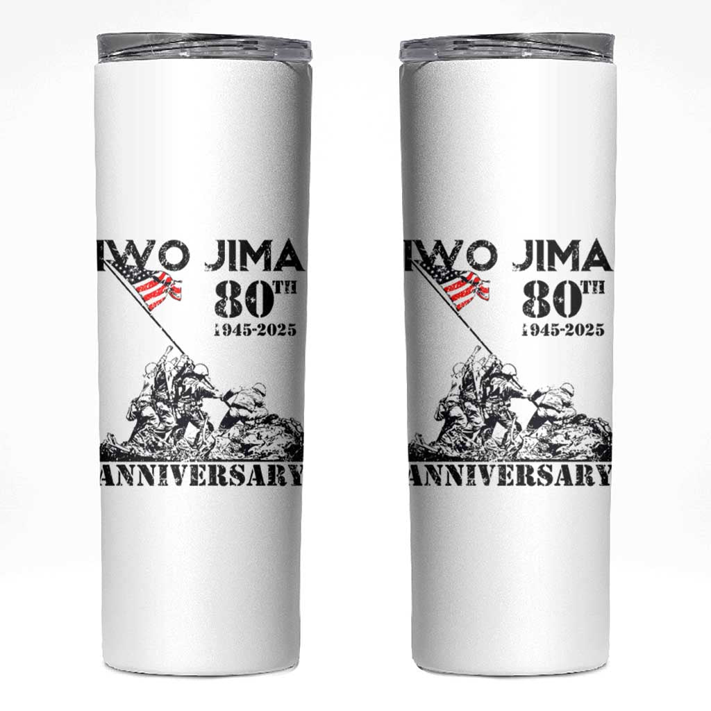 Iwo Jima WWII Veteran Skinny Tumbler 80th Anniversary 4th of July US Flag
