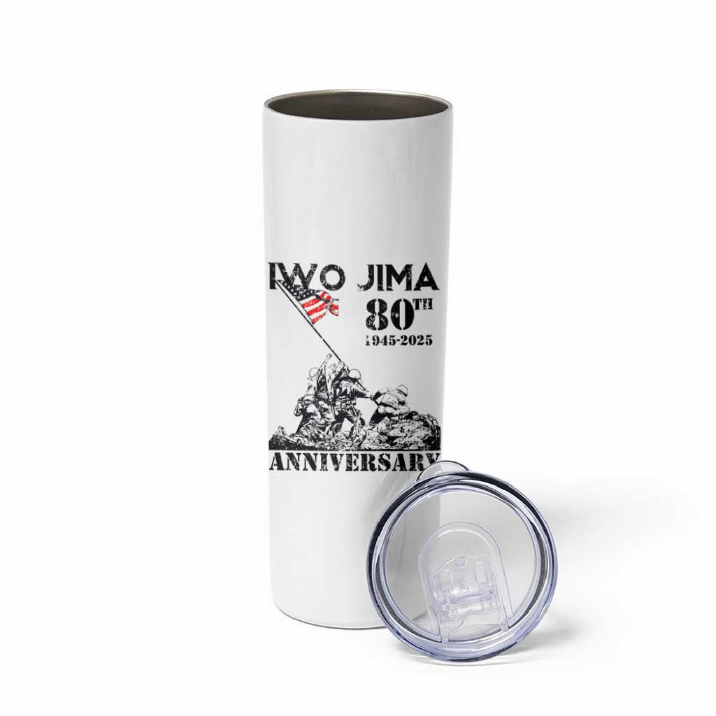Iwo Jima WWII Veteran Skinny Tumbler 80th Anniversary 4th of July US Flag