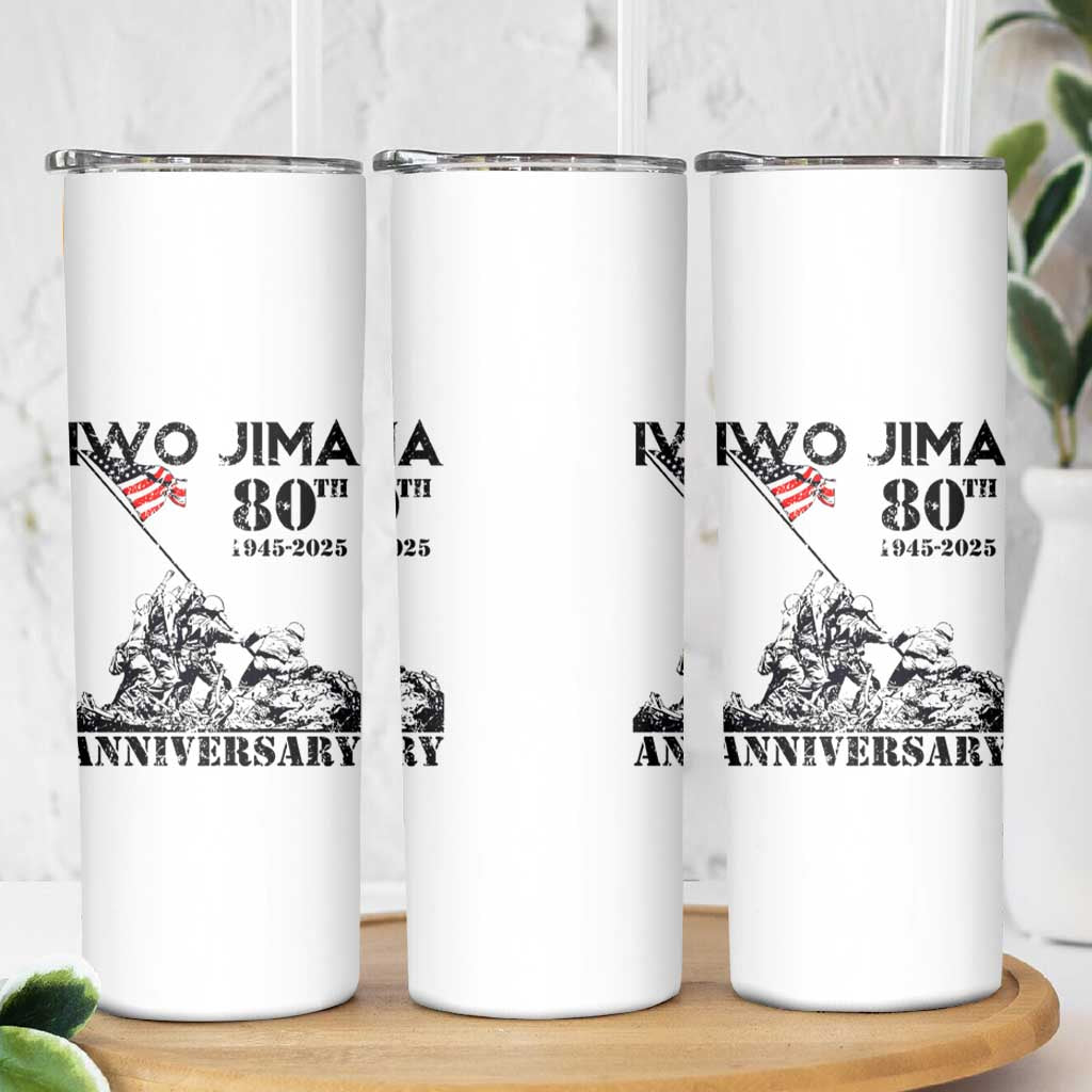 Iwo Jima WWII Veteran Skinny Tumbler 80th Anniversary 4th of July US Flag