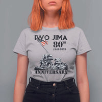 Iwo Jima WWII Veteran T Shirt For Women 80th Anniversary 4th of July US Flag