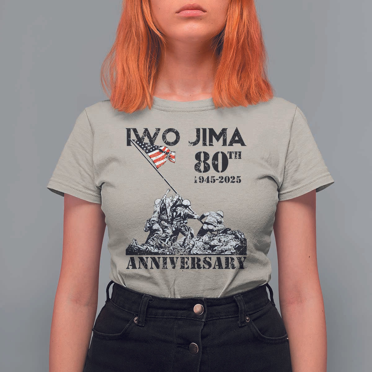Iwo Jima WWII Veteran T Shirt For Women 80th Anniversary 4th of July US Flag