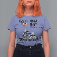 Iwo Jima WWII Veteran T Shirt For Women 80th Anniversary 4th of July US Flag
