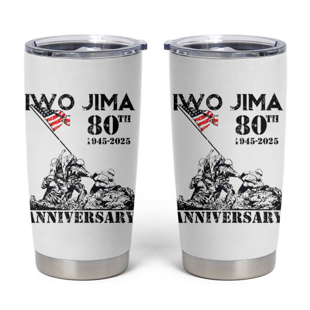 Iwo Jima WWII Veteran Tumbler Cup 80th Anniversary 4th of July US Flag