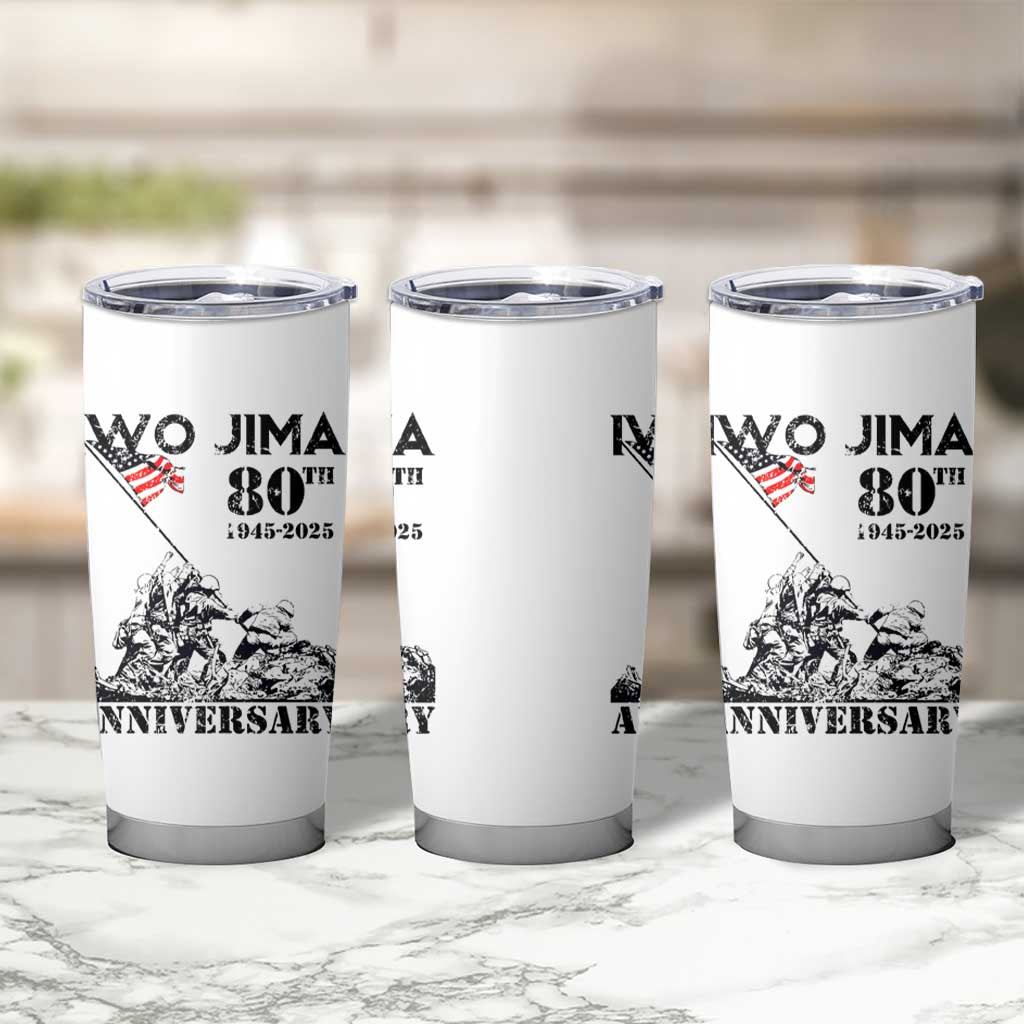 Iwo Jima WWII Veteran Tumbler Cup 80th Anniversary 4th of July US Flag