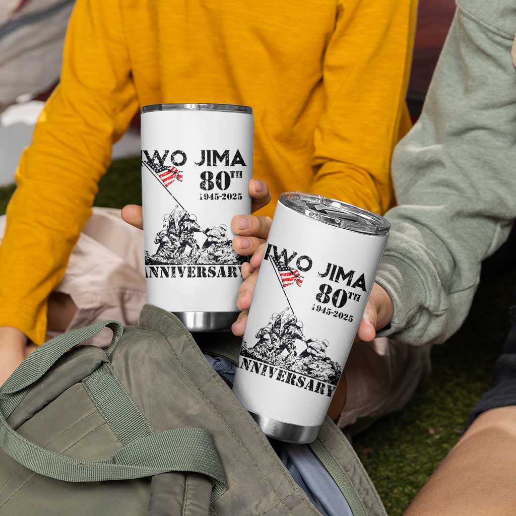 Iwo Jima WWII Veteran Tumbler Cup 80th Anniversary 4th of July US Flag