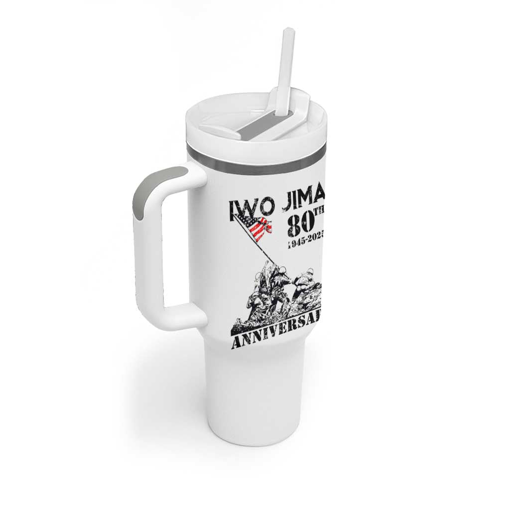 Iwo Jima WWII Veteran Tumbler With Handle 80th Anniversary 4th of July US Flag