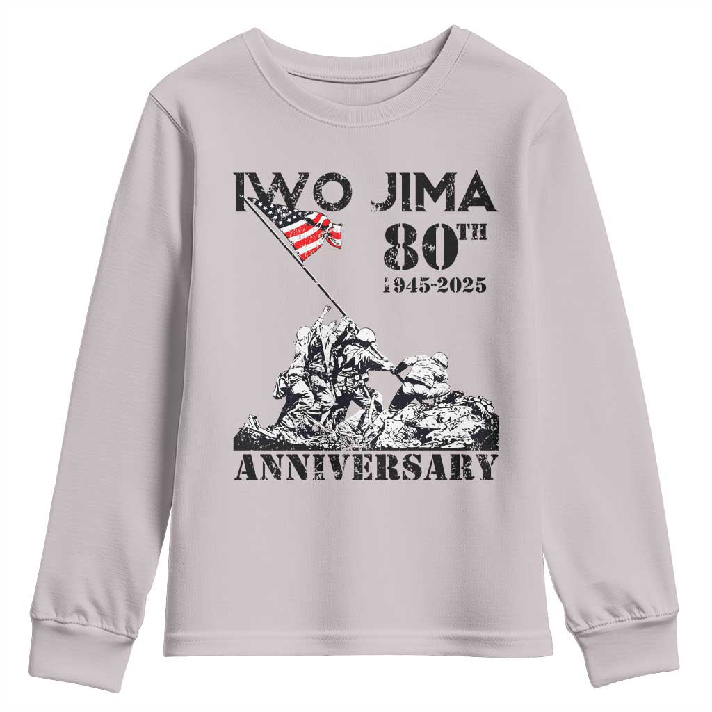 Iwo Jima WWII Veteran Youth Sweatshirt 80th Anniversary 4th of July US Flag