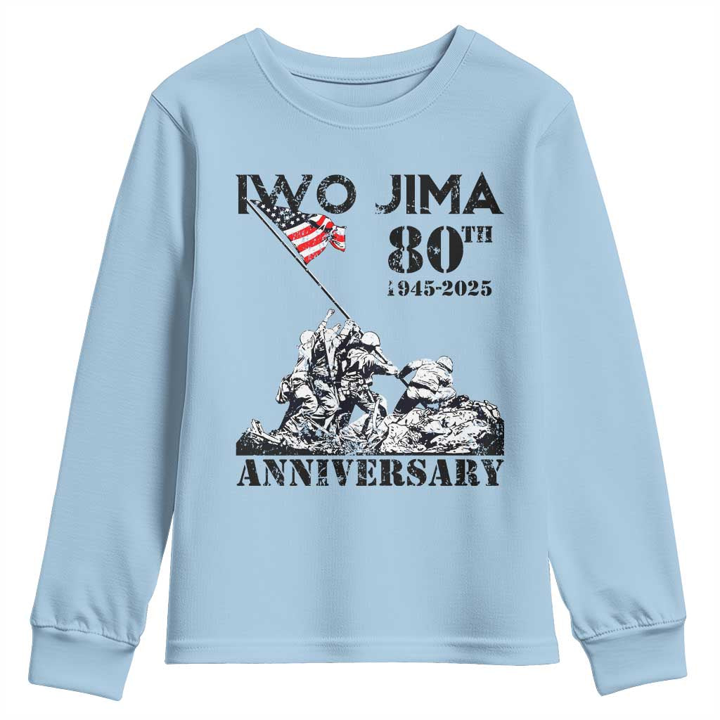 Iwo Jima WWII Veteran Youth Sweatshirt 80th Anniversary 4th of July US Flag