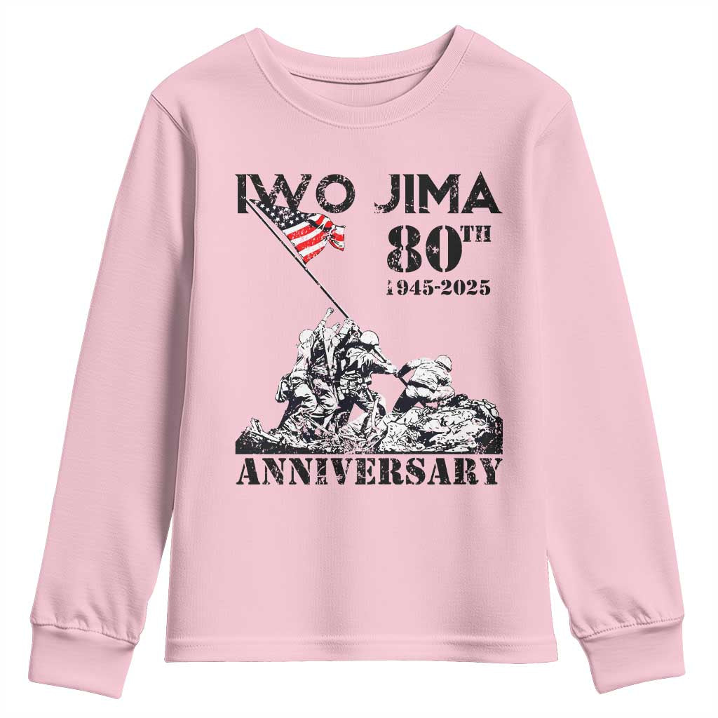 Iwo Jima WWII Veteran Youth Sweatshirt 80th Anniversary 4th of July US Flag