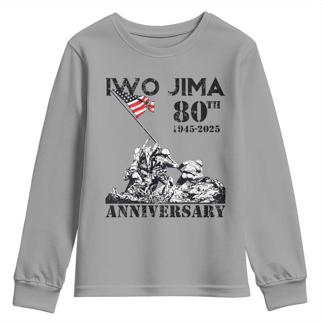 Iwo Jima WWII Veteran Youth Sweatshirt 80th Anniversary 4th of July US Flag