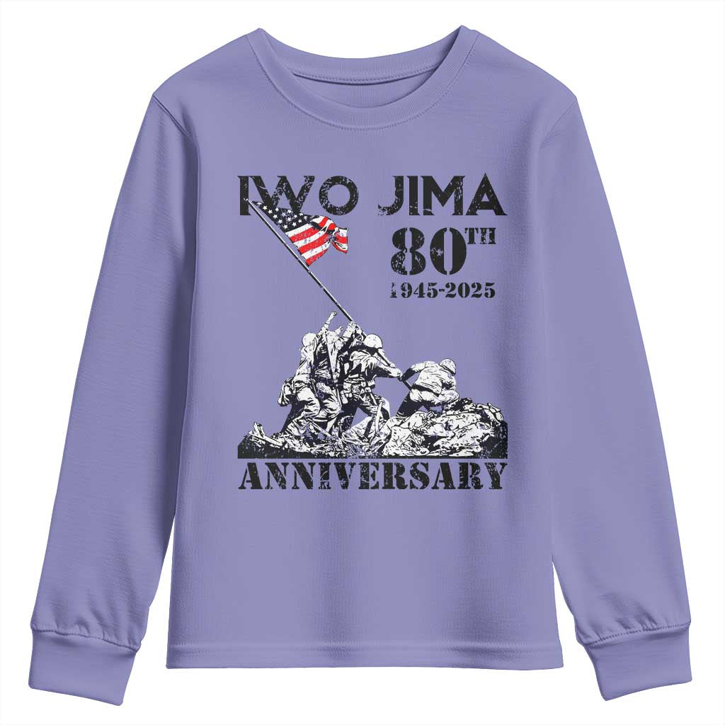 Iwo Jima WWII Veteran Youth Sweatshirt 80th Anniversary 4th of July US Flag