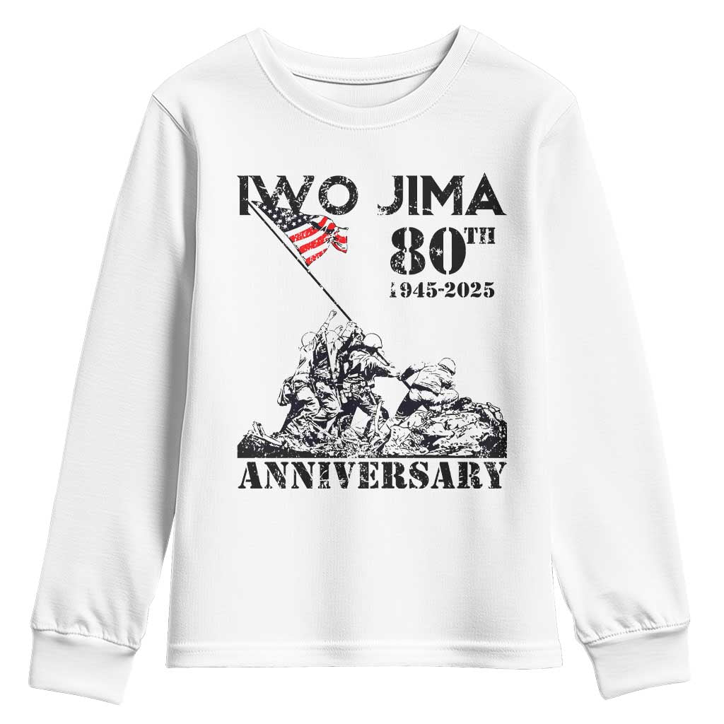 Iwo Jima WWII Veteran Youth Sweatshirt 80th Anniversary 4th of July US Flag