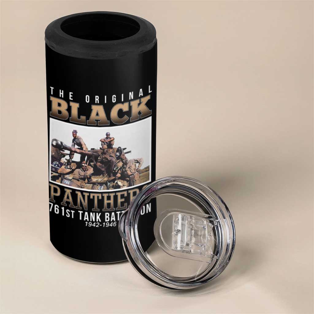 761st Tank Battalion Tribute 4 in 1 Can Cooler Tumbler Black Panthers WW2 Heroes