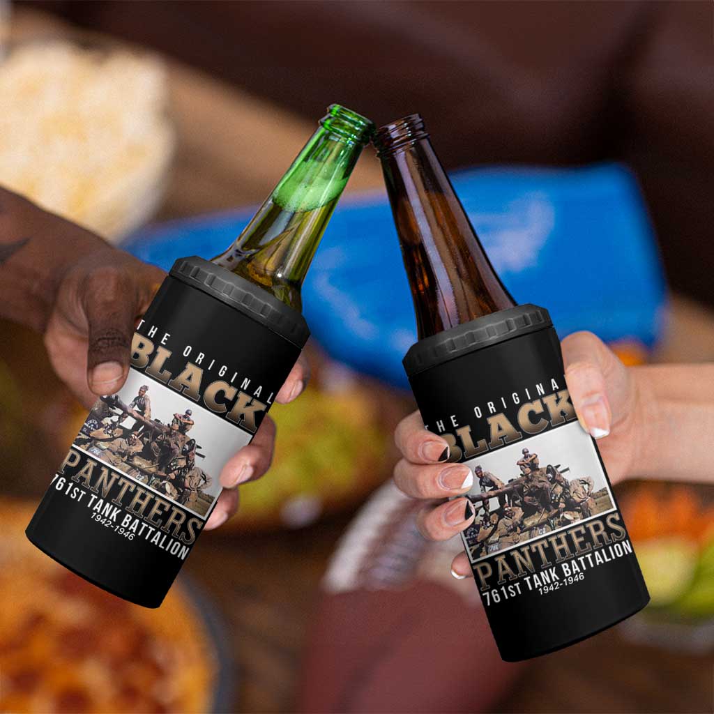 761st Tank Battalion Tribute 4 in 1 Can Cooler Tumbler Black Panthers WW2 Heroes