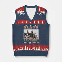 761st Tank Battalion Tribute V-Neck Knit Sweater Vest Black Panthers WW2 Heroes - Wonder Print Shop