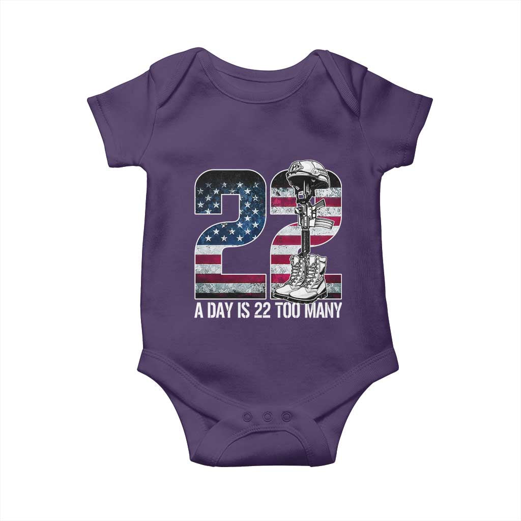 Veteran Suicide Awareness Baby Onesie 22 A Day is 22 Too Many Veteran Lives Matter