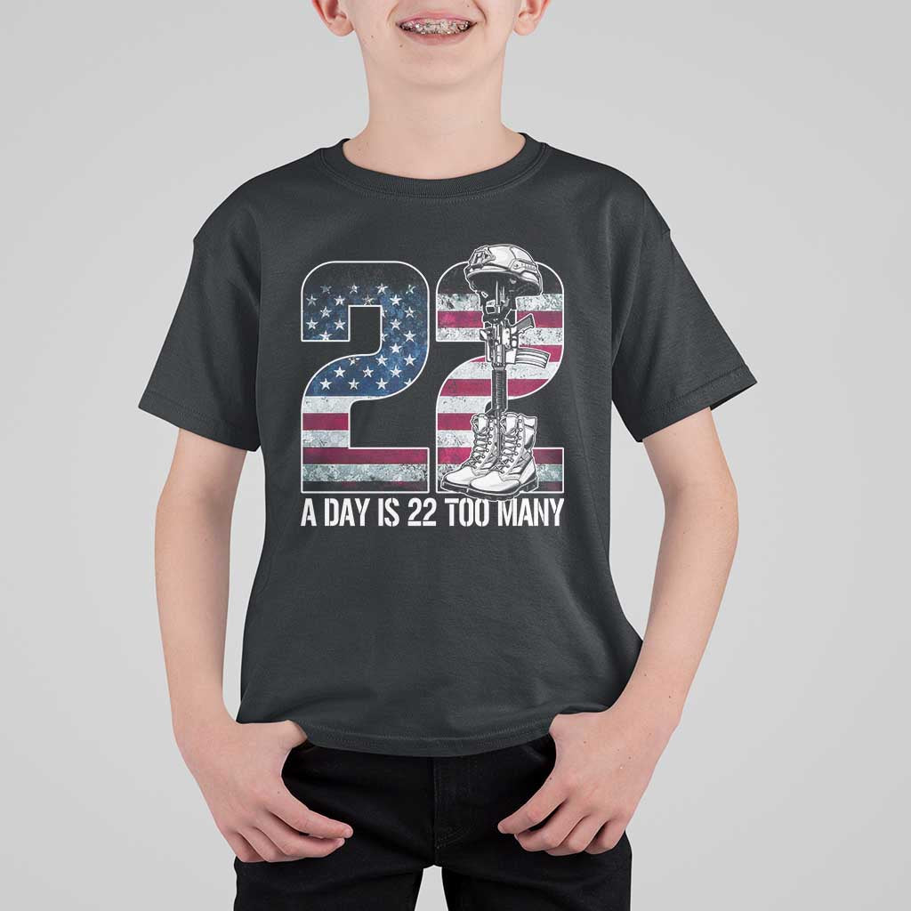 Veteran Suicide Awareness T Shirt For Kid 22 A Day is 22 Too Many Veteran Lives Matter