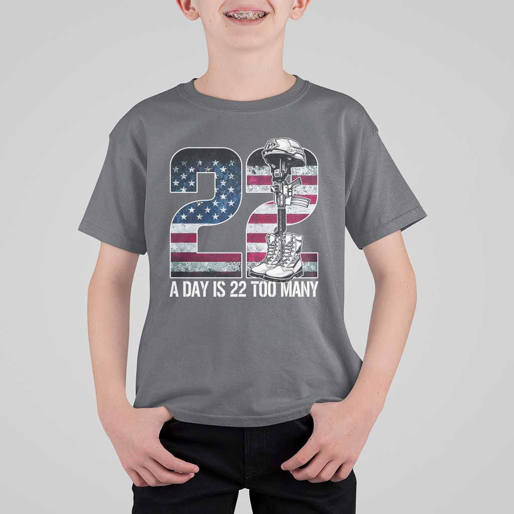 Veteran Suicide Awareness T Shirt For Kid 22 A Day is 22 Too Many Veteran Lives Matter