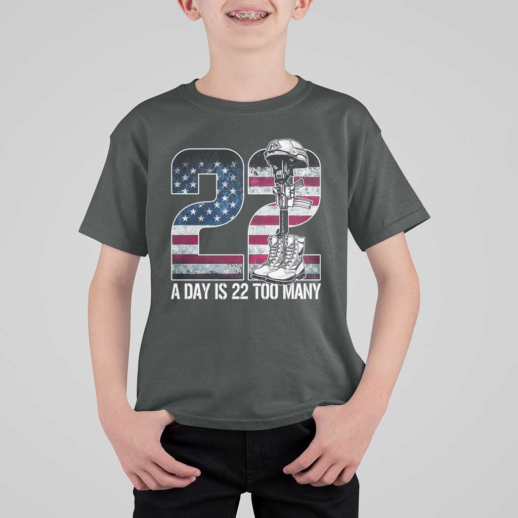 Veteran Suicide Awareness T Shirt For Kid 22 A Day is 22 Too Many Veteran Lives Matter