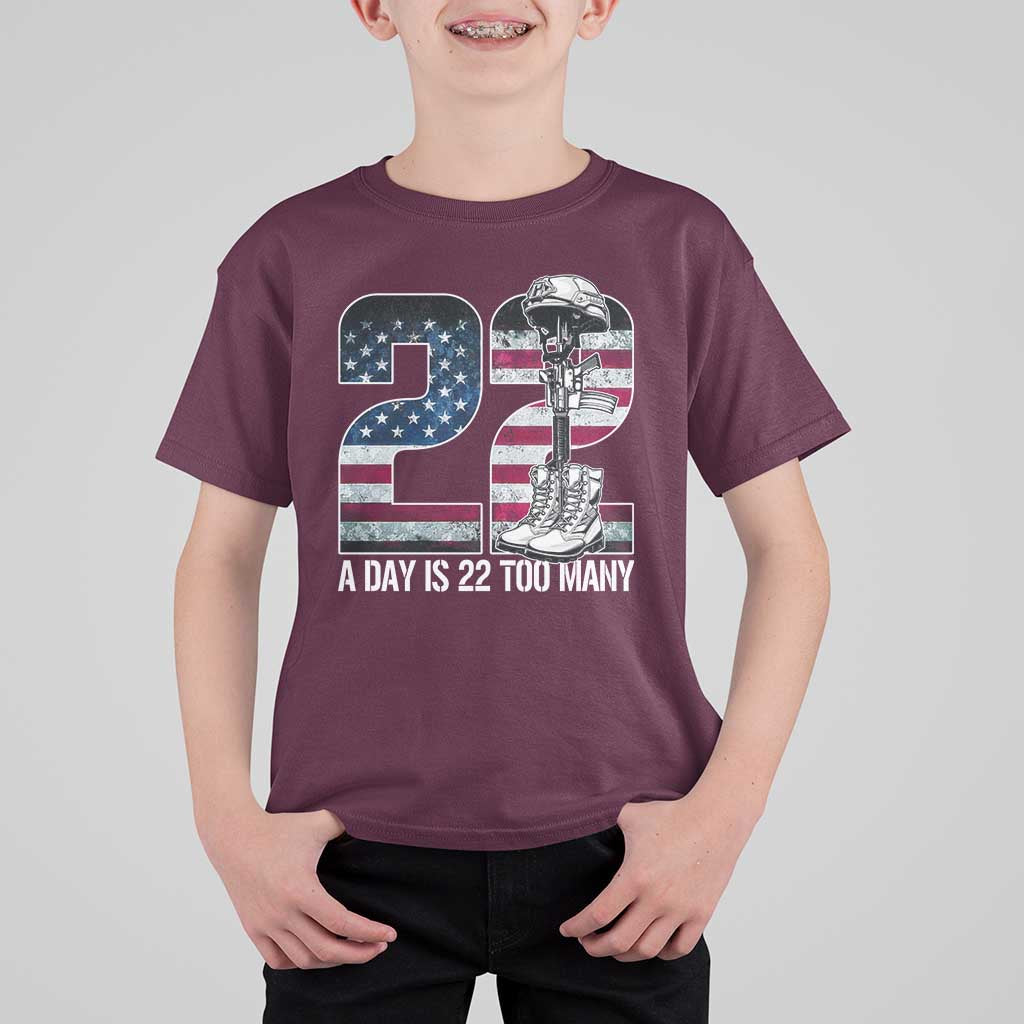 Veteran Suicide Awareness T Shirt For Kid 22 A Day is 22 Too Many Veteran Lives Matter
