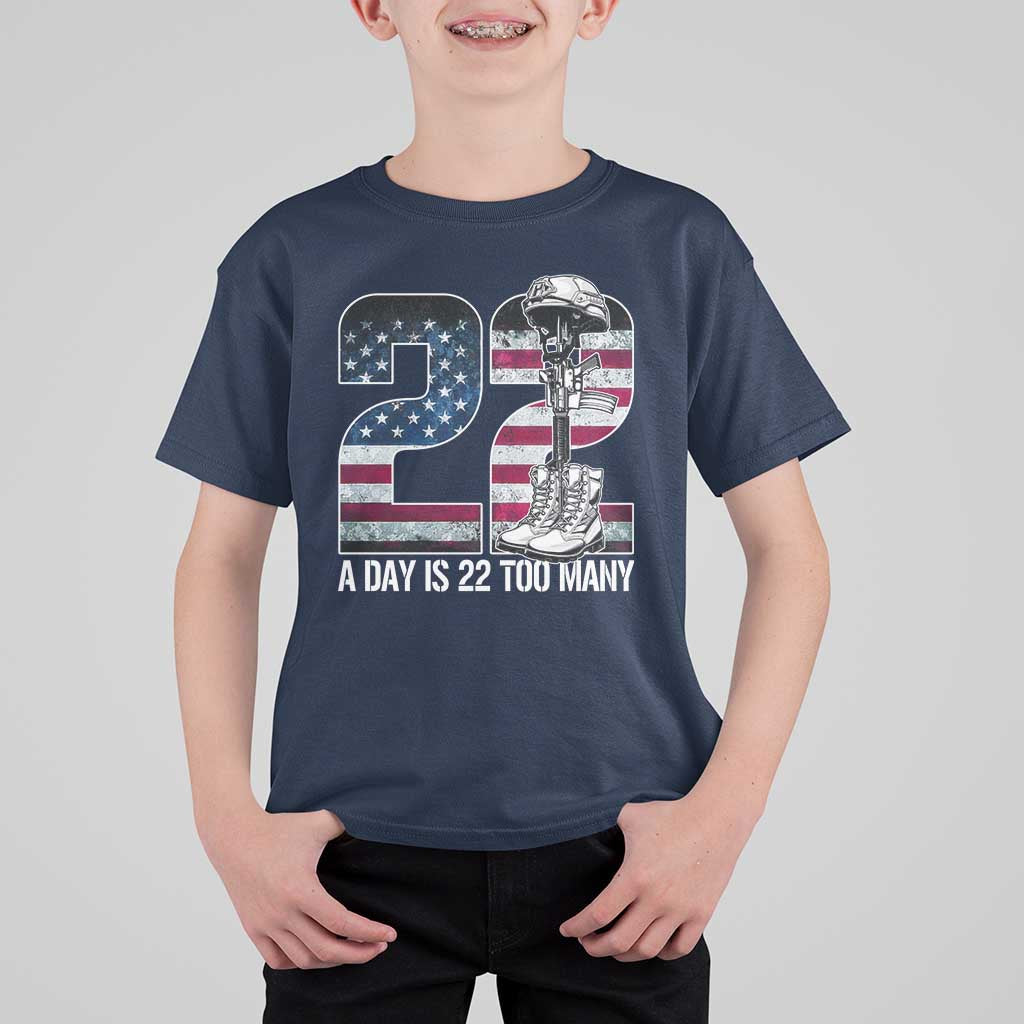 Veteran Suicide Awareness T Shirt For Kid 22 A Day is 22 Too Many Veteran Lives Matter