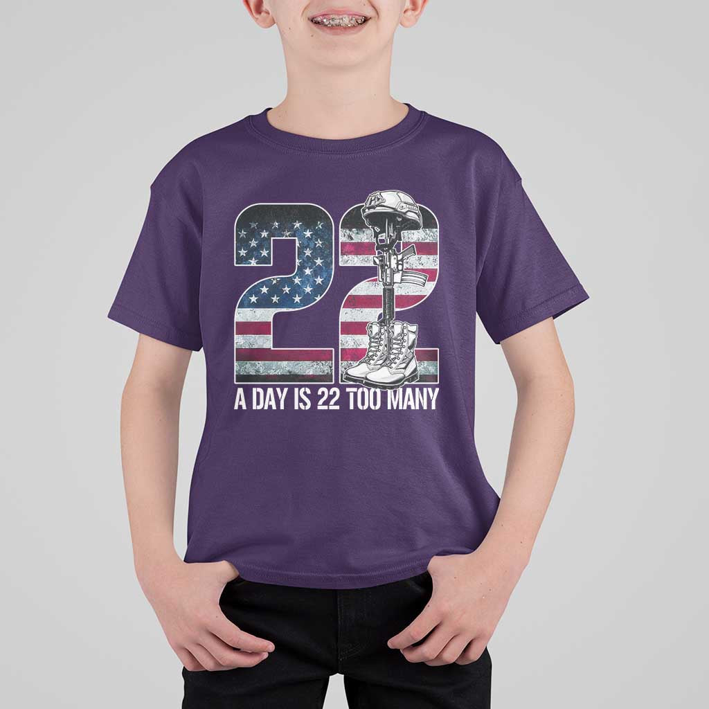 Veteran Suicide Awareness T Shirt For Kid 22 A Day is 22 Too Many Veteran Lives Matter