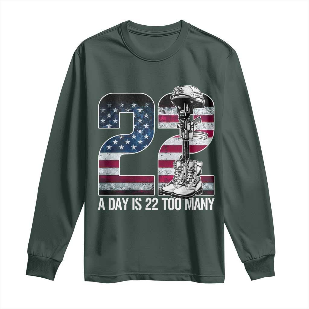 Veteran Suicide Awareness Long Sleeve Shirt 22 A Day is 22 Too Many Veteran Lives Matter