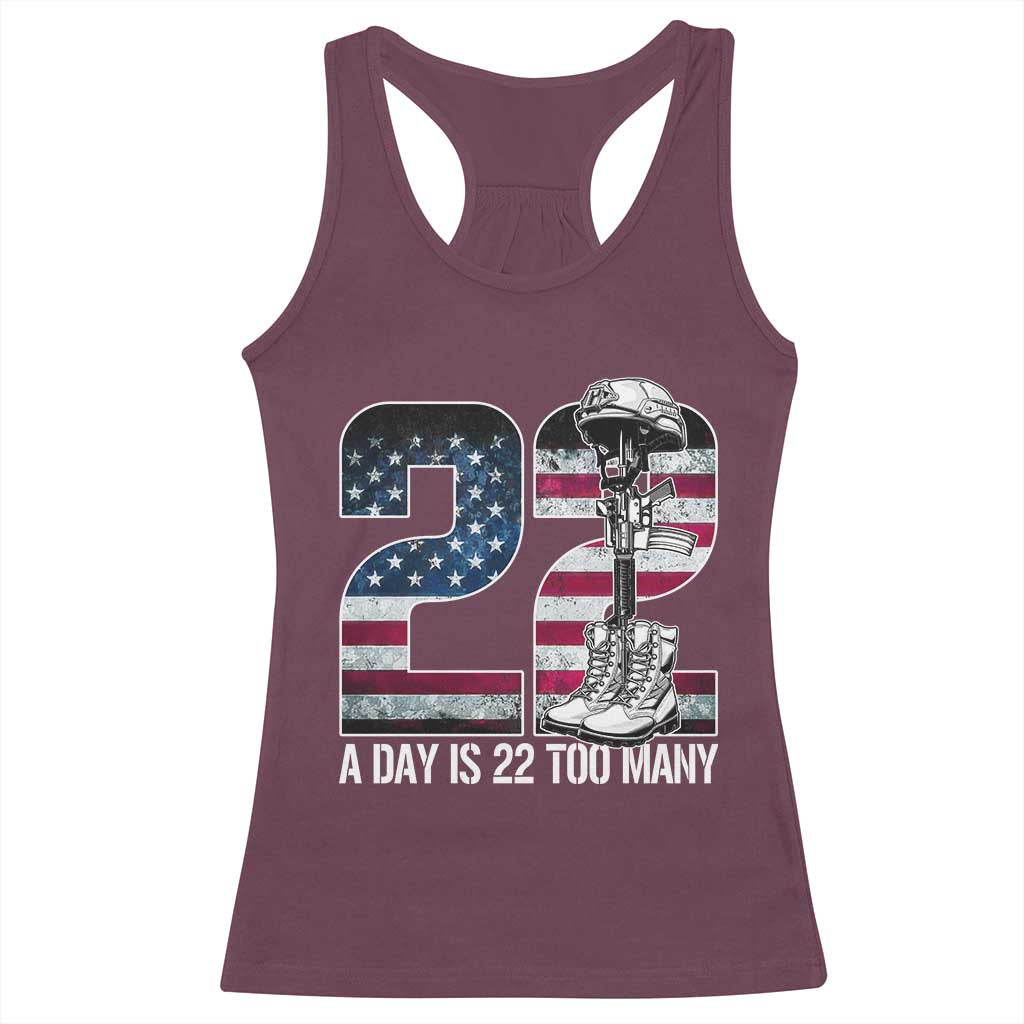 Veteran Suicide Awareness Racerback Tank Top 22 A Day is 22 Too Many Veteran Lives Matter