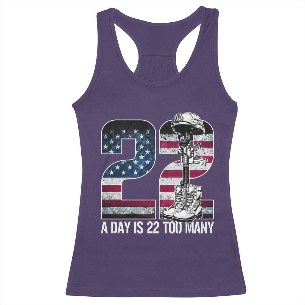 Veteran Suicide Awareness Racerback Tank Top 22 A Day is 22 Too Many Veteran Lives Matter