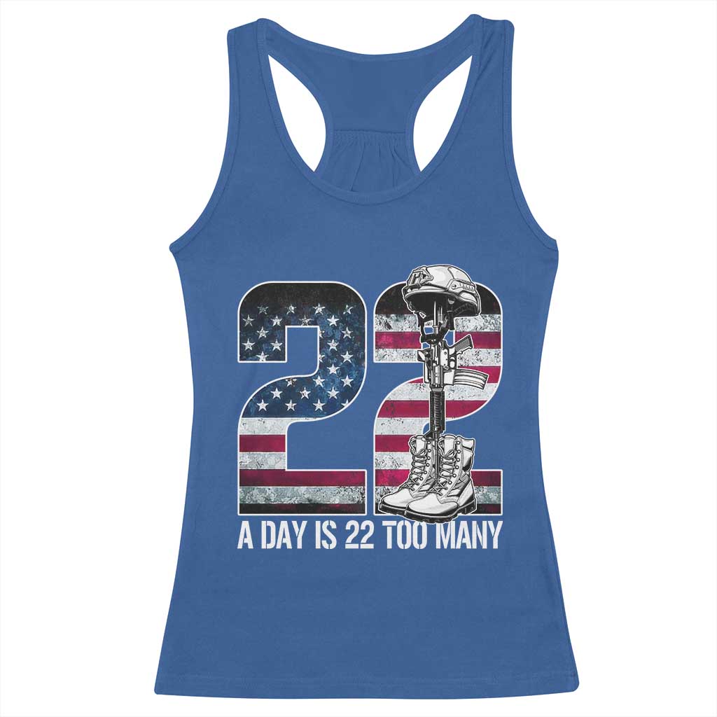 Veteran Suicide Awareness Racerback Tank Top 22 A Day is 22 Too Many Veteran Lives Matter