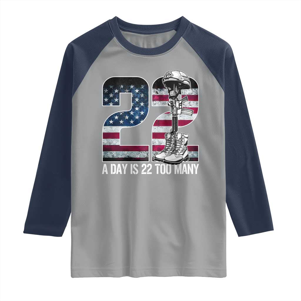 Veteran Suicide Awareness Raglan Shirt 22 A Day is 22 Too Many Veteran Lives Matter
