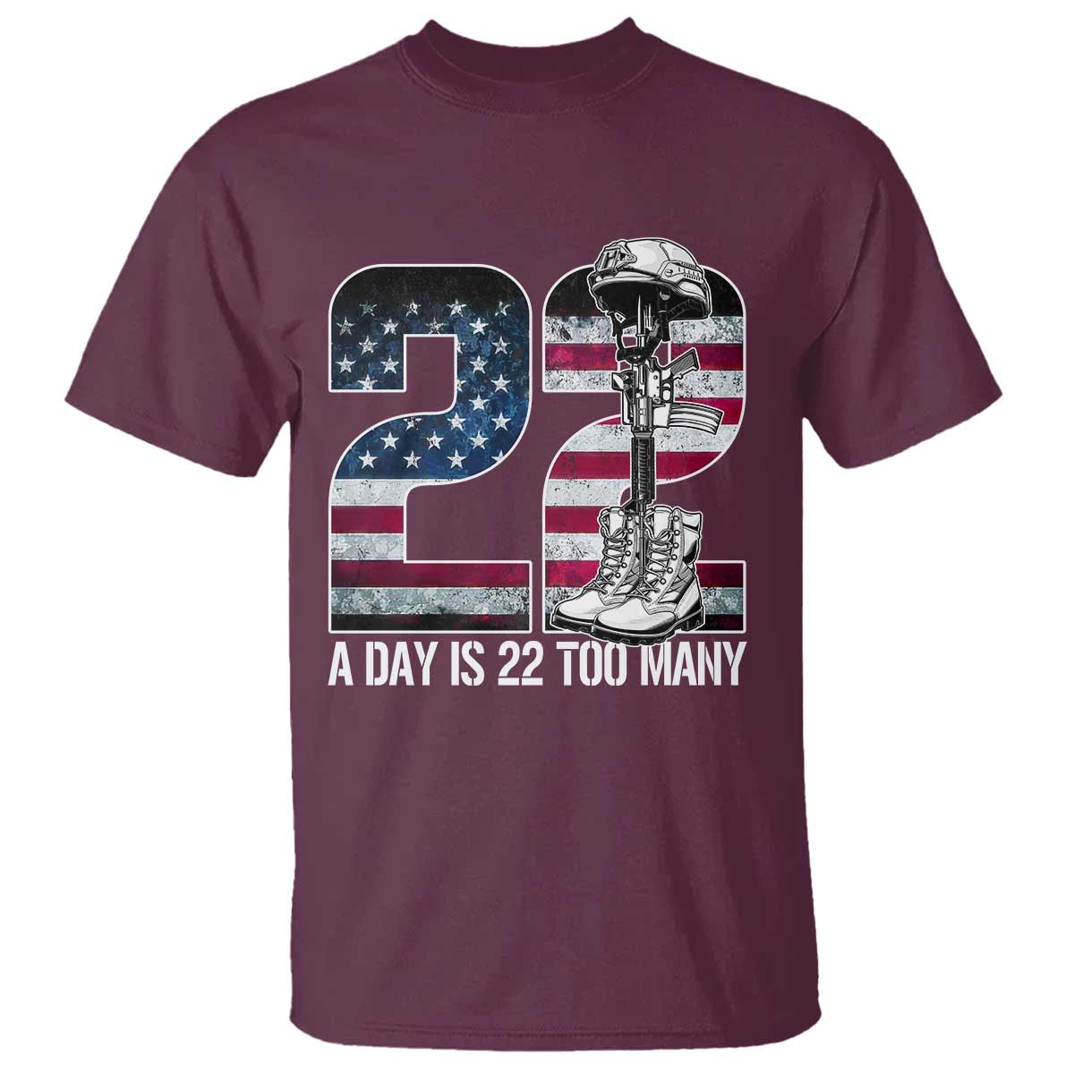 Veteran Suicide Awareness T Shirt 22 A Day is 22 Too Many Veteran Lives Matter