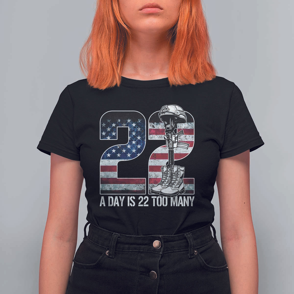 Veteran Suicide Awareness T Shirt For Women 22 A Day is 22 Too Many Veteran Lives Matter