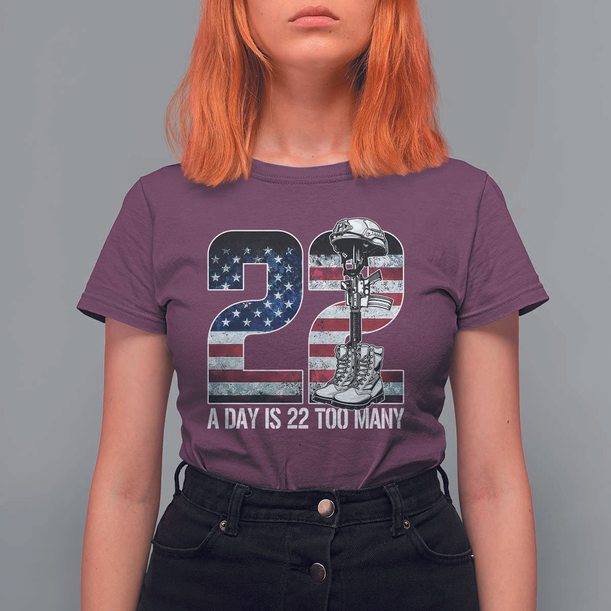 Veteran Suicide Awareness T Shirt For Women 22 A Day is 22 Too Many Veteran Lives Matter