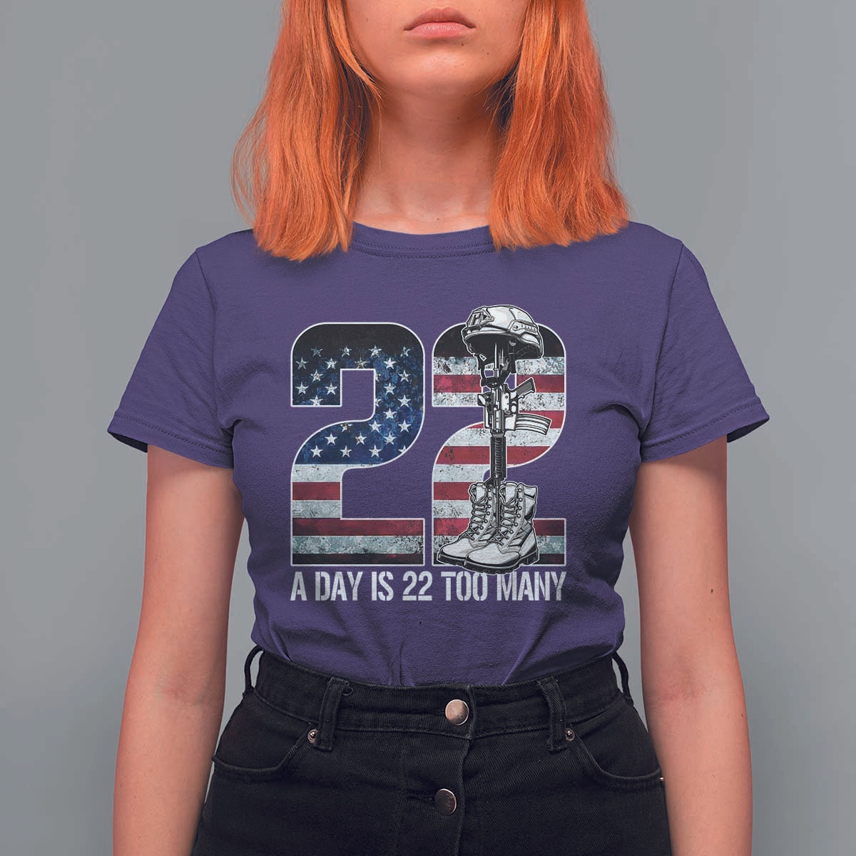 Veteran Suicide Awareness T Shirt For Women 22 A Day is 22 Too Many Veteran Lives Matter
