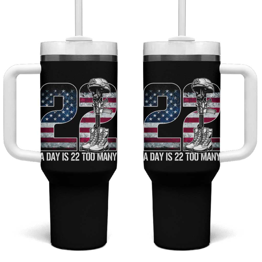 Veteran Suicide Awareness Tumbler With Handle 22 A Day is 22 Too Many Veteran Lives Matter