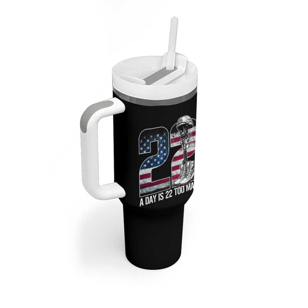 Veteran Suicide Awareness Tumbler With Handle 22 A Day is 22 Too Many Veteran Lives Matter