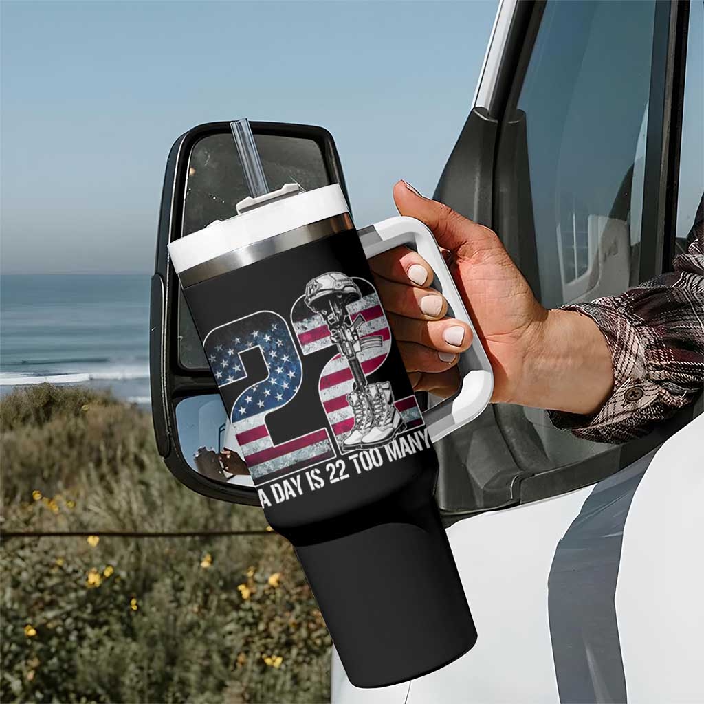Veteran Suicide Awareness Tumbler With Handle 22 A Day is 22 Too Many Veteran Lives Matter