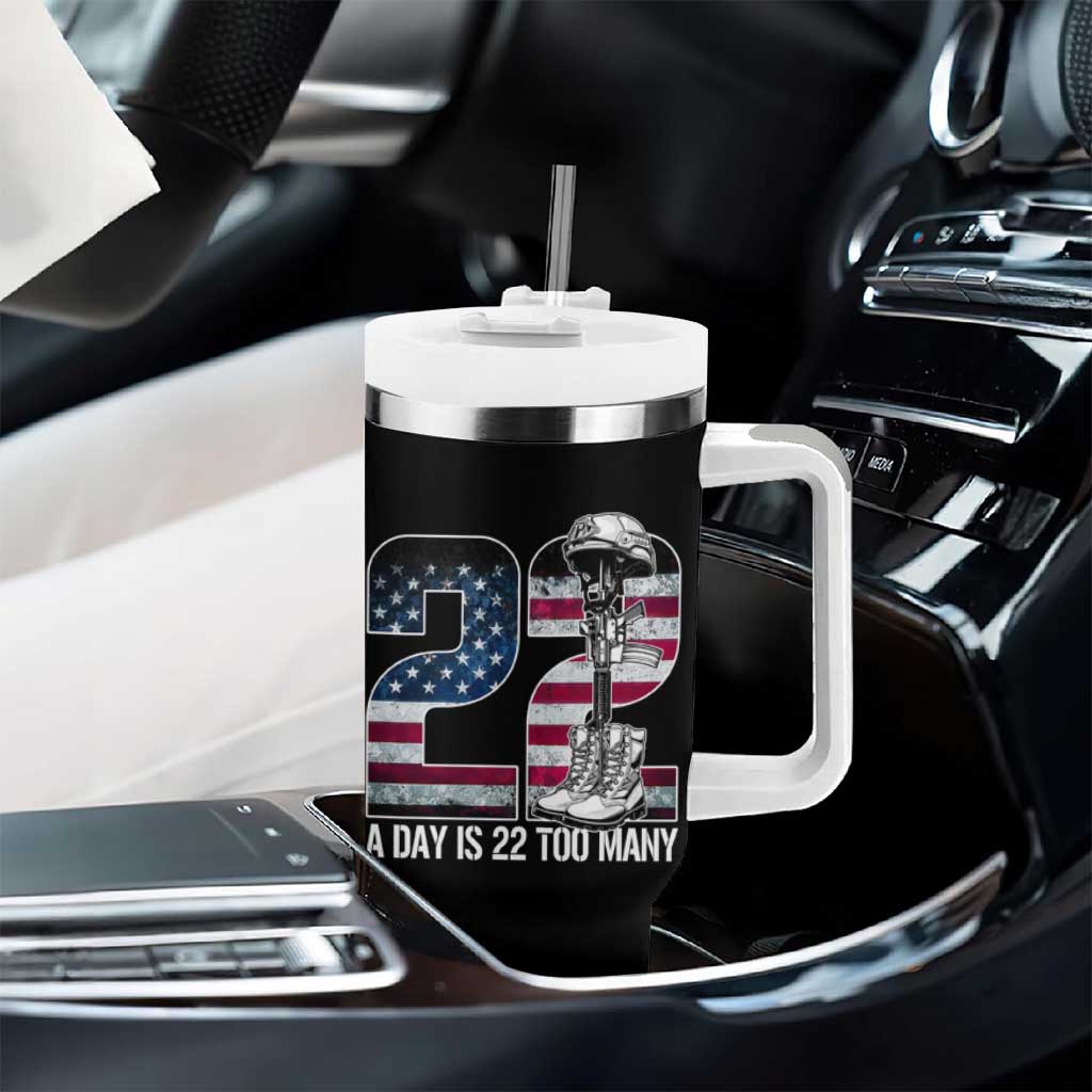 Veteran Suicide Awareness Tumbler With Handle 22 A Day is 22 Too Many Veteran Lives Matter