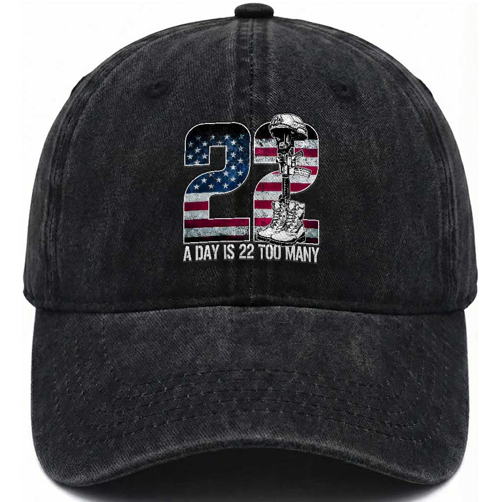 Veteran Suicide Awareness Washed Cotton Baseball Cap 22 A Day is 22 Too Many Veteran Lives Matter