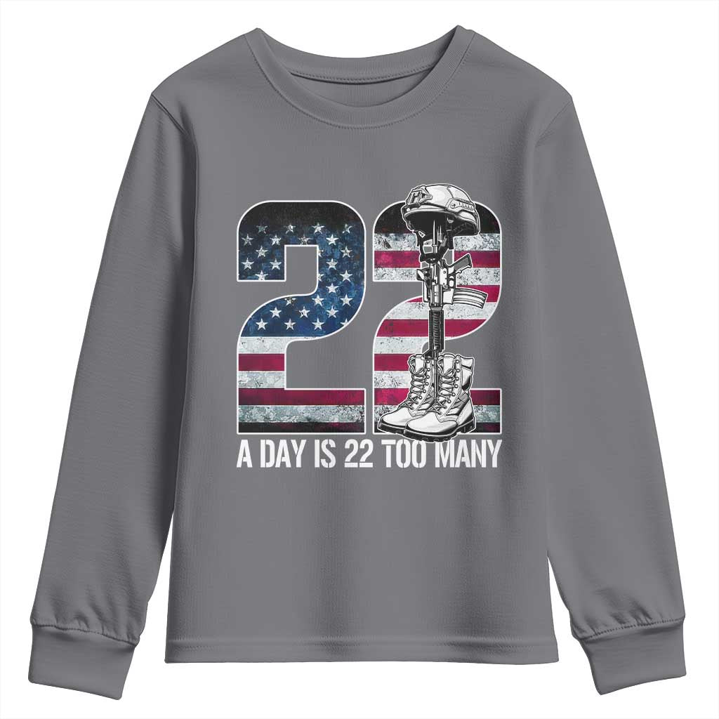 Veteran Suicide Awareness Youth Sweatshirt 22 A Day is 22 Too Many Veteran Lives Matter