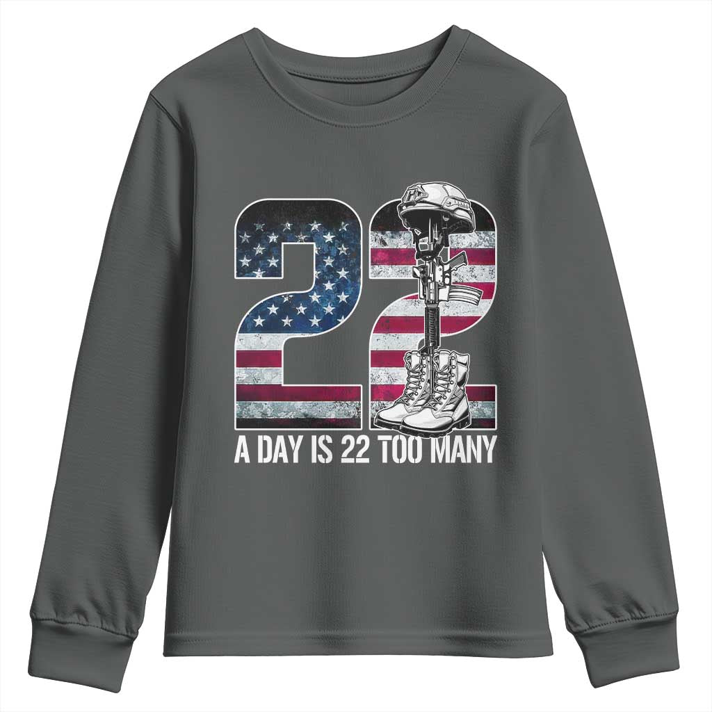 Veteran Suicide Awareness Youth Sweatshirt 22 A Day is 22 Too Many Veteran Lives Matter