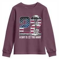 Veteran Suicide Awareness Youth Sweatshirt 22 A Day is 22 Too Many Veteran Lives Matter