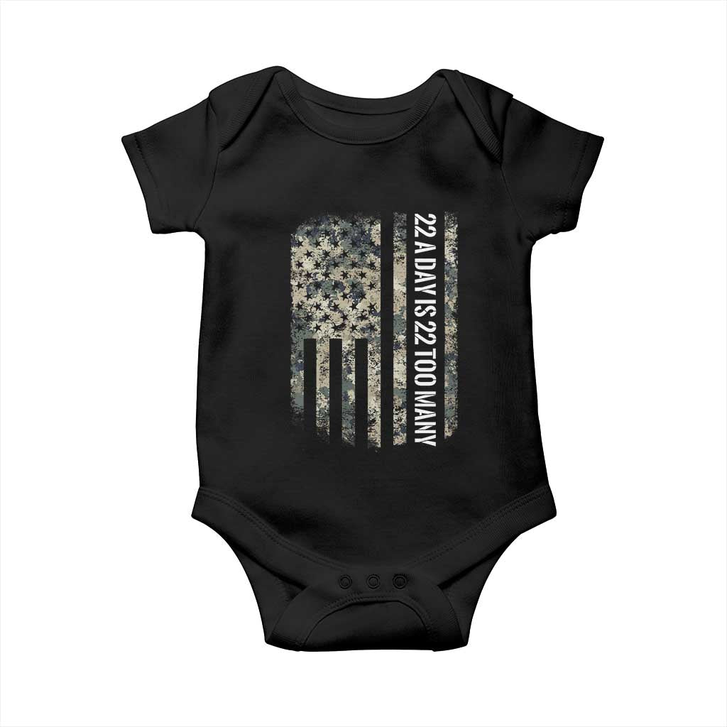 Veteran Suicide Awareness Baby Onesie USA Flag 22 A Day Is 22 Too Many