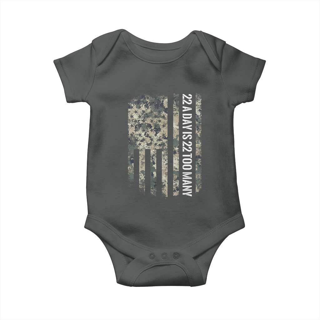 Veteran Suicide Awareness Baby Onesie USA Flag 22 A Day Is 22 Too Many